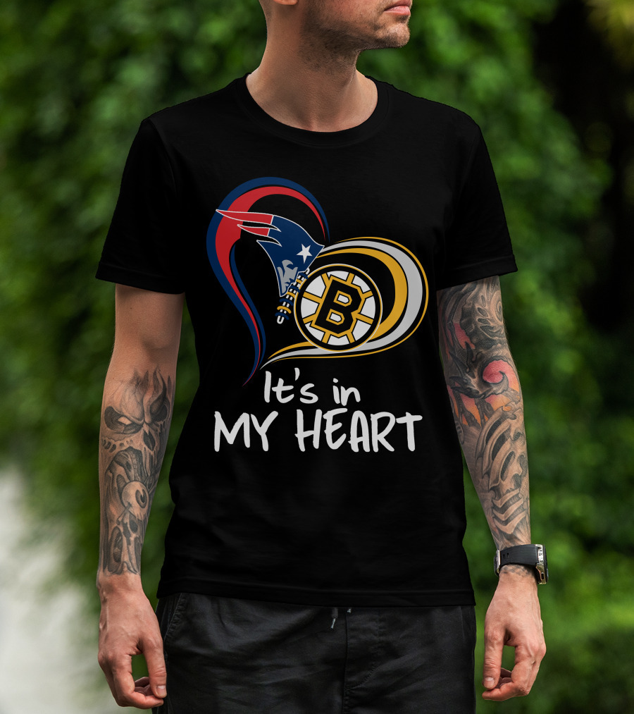 It's In My Heart Patriots Bruins T-Shirt