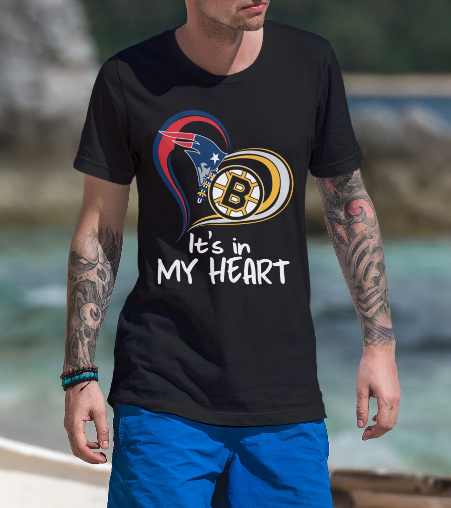It's In My Heart Patriots Bruins T-Shirt