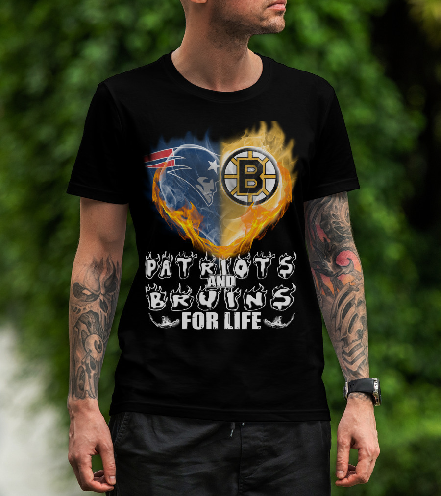 Patriots And Bruins For Life Nfl Nhl Sports Fan T-Shirt