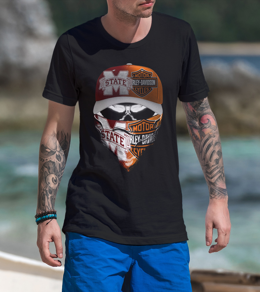 Mississippi State Bulldogs Harley Davidson Motorcycles T-Shirt
