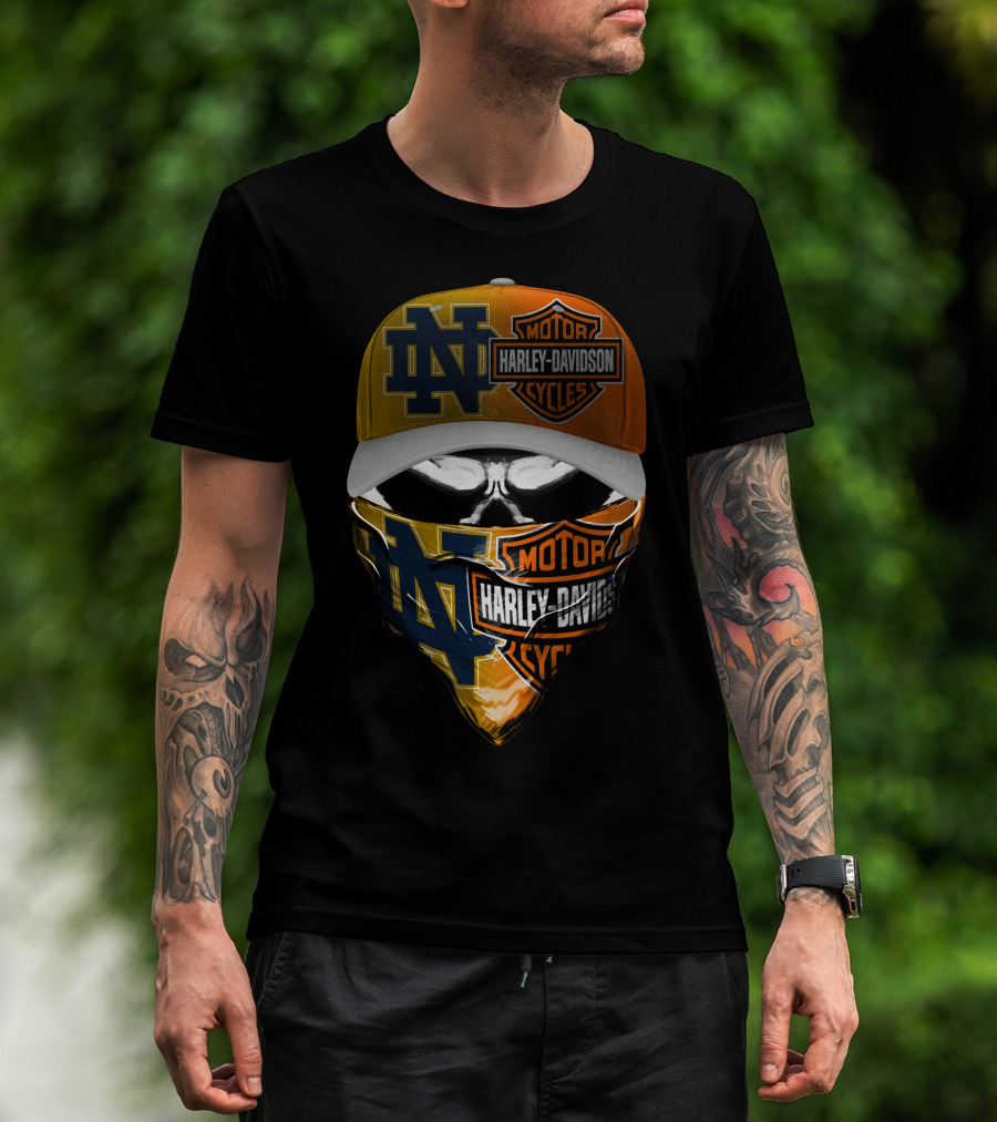 Notre Dame Fighting Irish Harley Davidson Skull Mask Combo T-Shirt