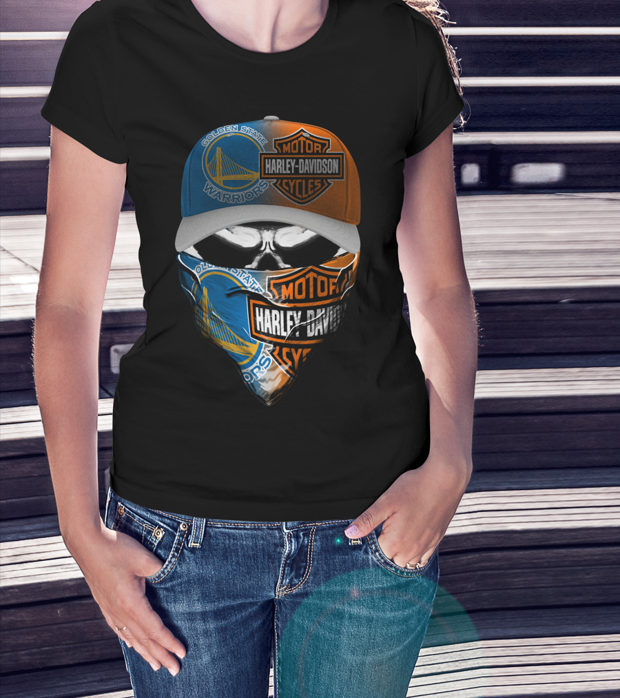 Golden State Warriors Harley Davidson Mask Cap T-Shirt