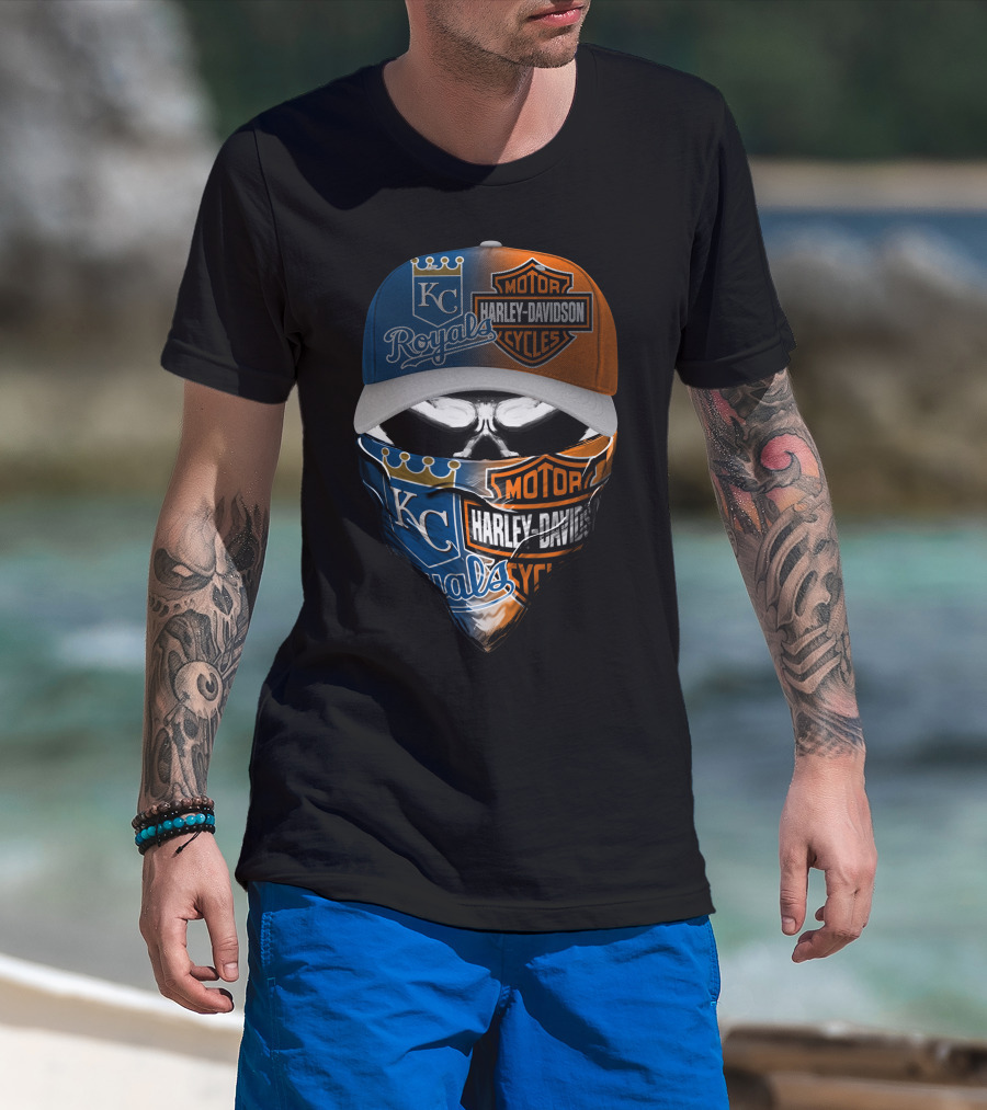 Kc Royals Harley Davidson Motorcycles Skull Mask T-Shirt