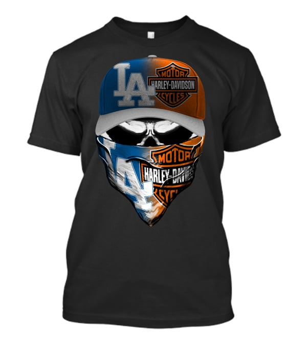 Los Angeles Dodgers Harley Davidson Skull Cap Bandana T-Shirt