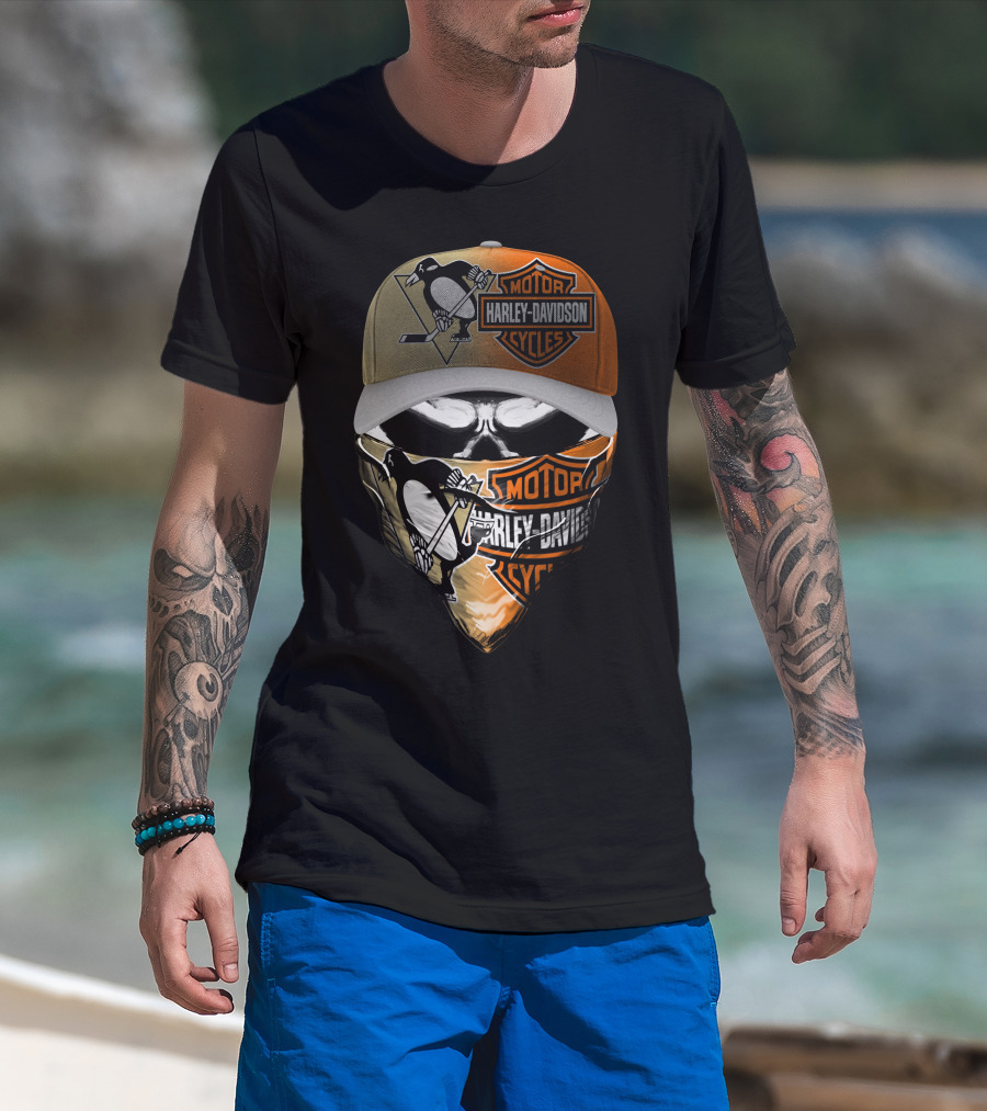 Pittsburgh Penguins Harley Davidson Motorcycles T-Shirt
