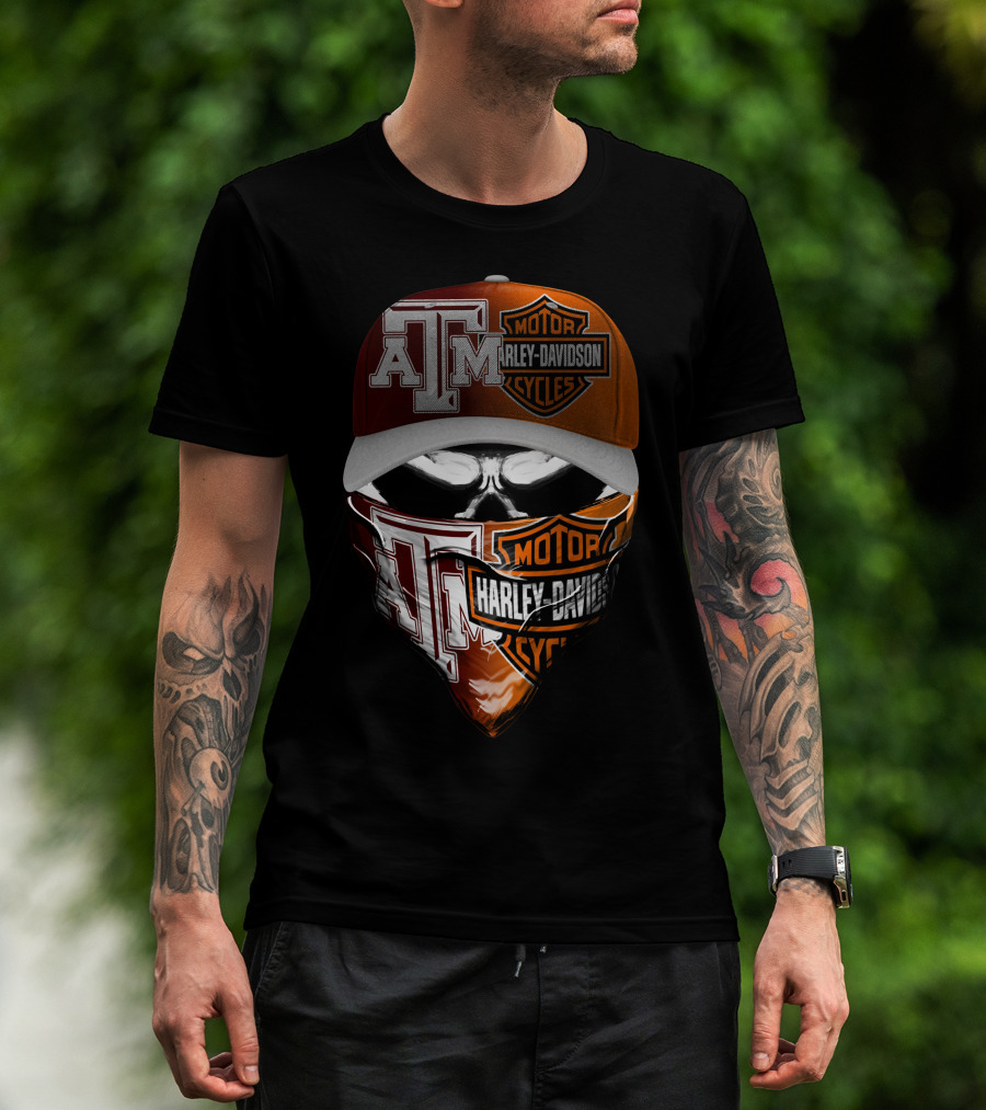 Texas A&M Harley Davidson Bandana And Cap T-Shirt