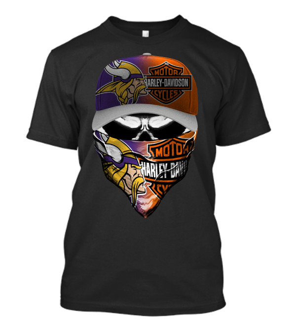 Minnesota Vikings Harley Davidson Motorcycles Fan Gear T-Shirt