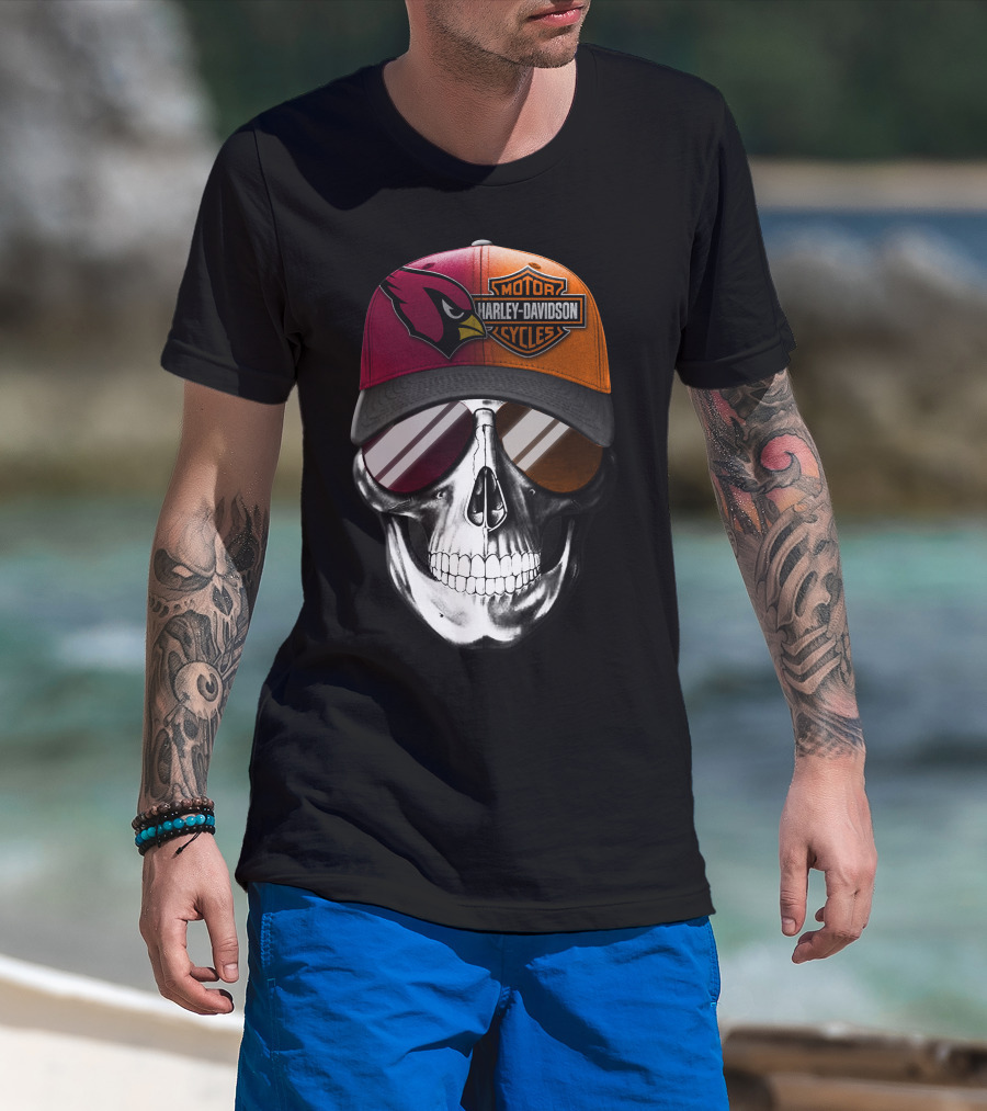 Harley Davidson Arizona Cardinals Skull T-Shirt