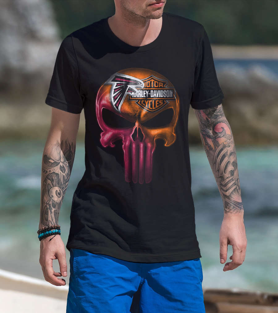 Atlanta Falcons Harley Davidson Punisher Skull T-Shirt
