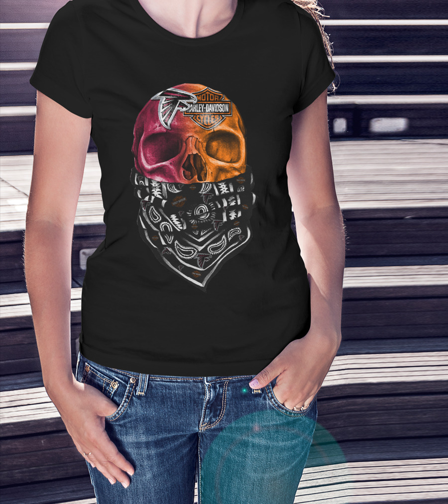 Harley Davidson Atlanta Falcons Skull Bandana T-Shirt