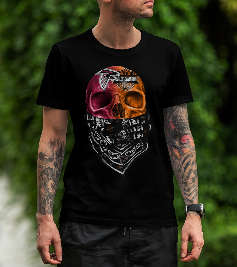 Harley Davidson Atlanta Falcons Skull Bandana T-Shirt