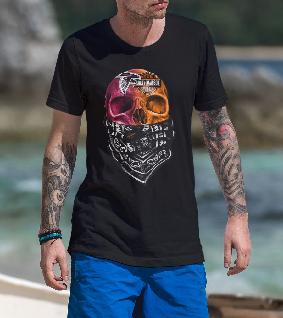 Harley Davidson Atlanta Falcons Skull Bandana T-Shirt