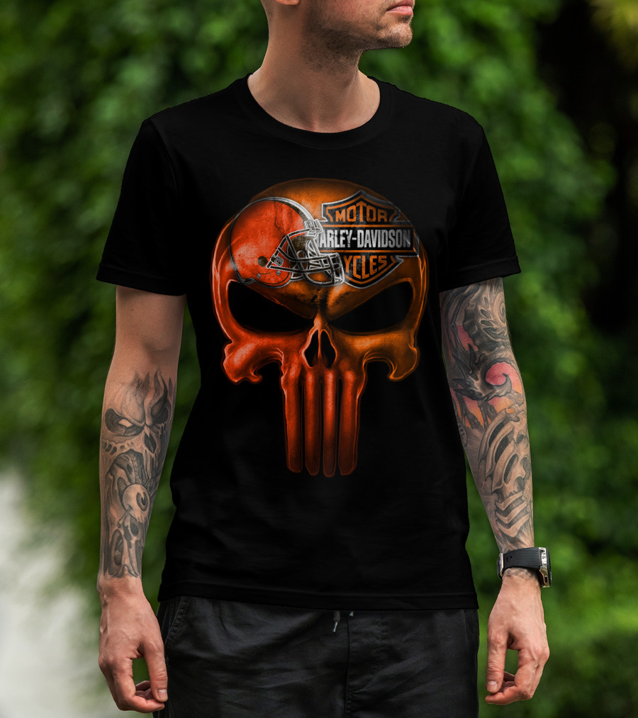 Harley Davidson Skull With Football Helmet T-Shirt