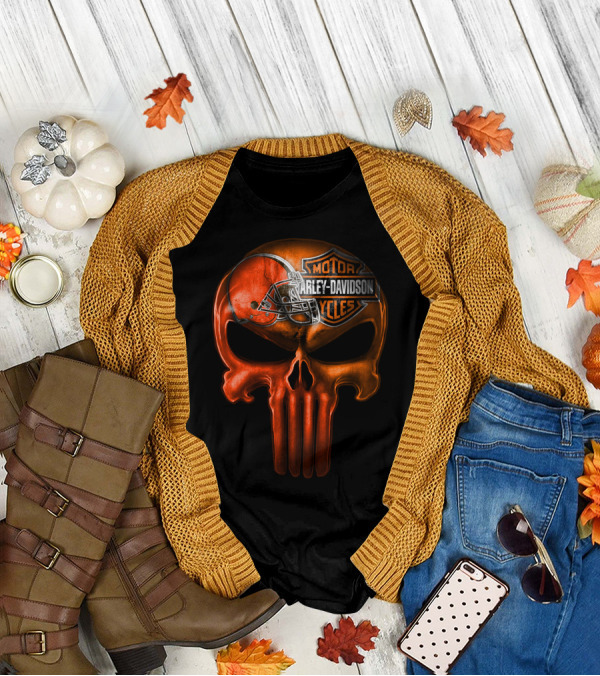 Harley Davidson Skull With Football Helmet T-Shirt