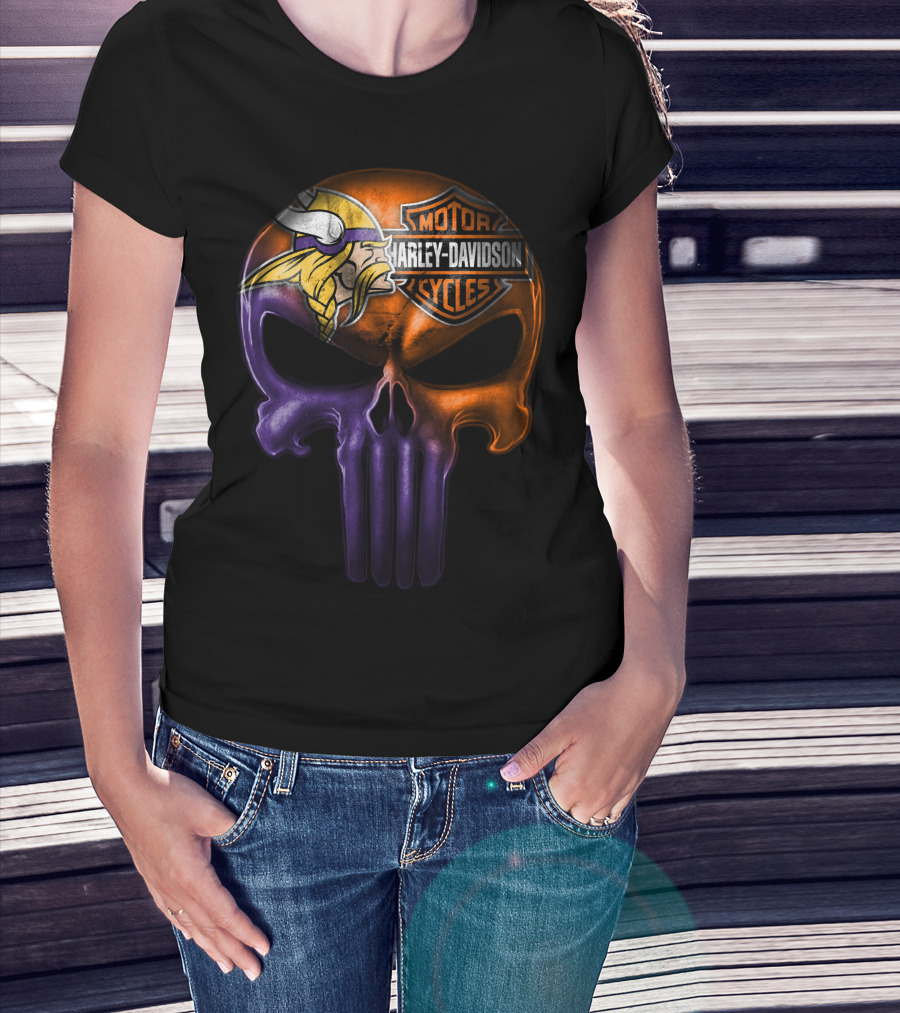Vikings Skull Harley Davidson Punisher Crossover 20Hl T-Shirt