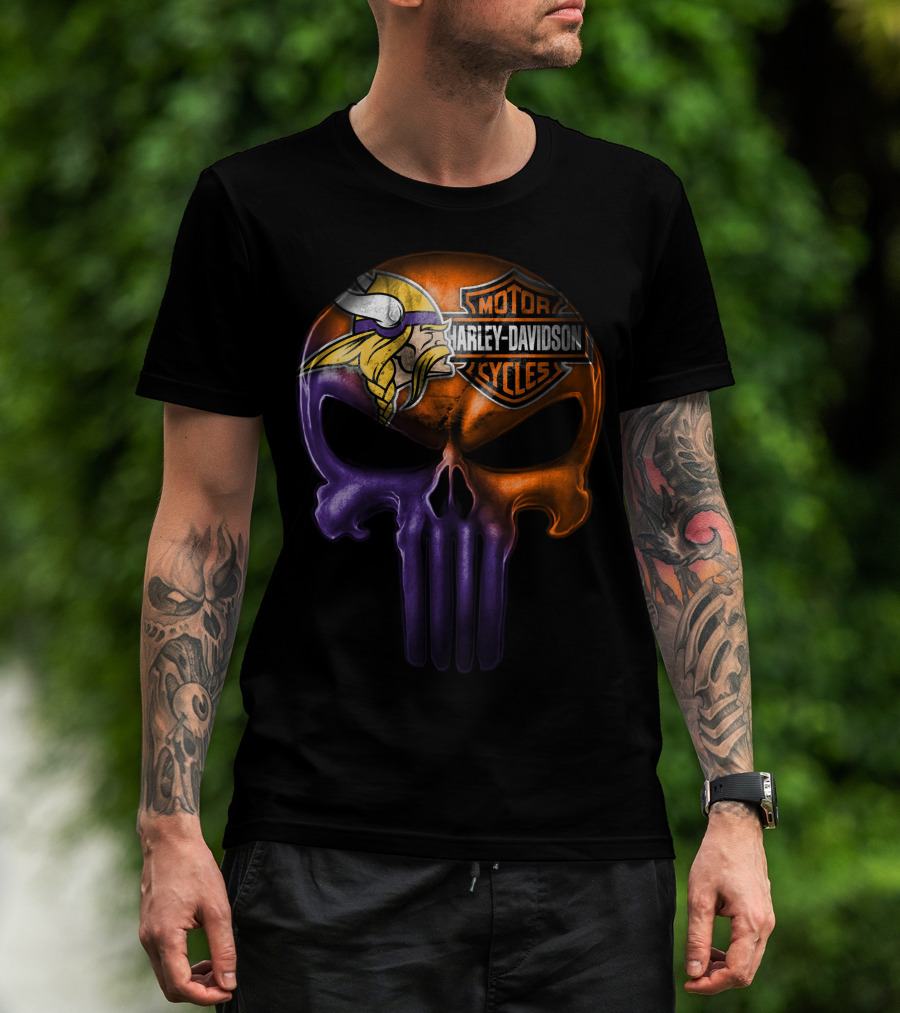 Vikings Skull Harley Davidson Punisher Crossover 20Hl T-Shirt