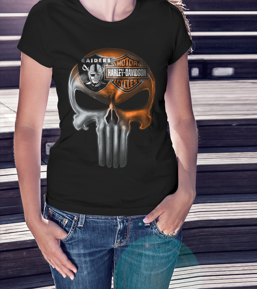 Raiders Harley Davidson Punisher Skull T-Shirt