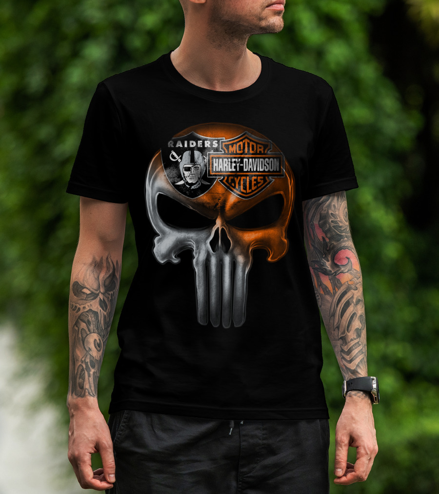 Raiders Harley Davidson Punisher Skull T-Shirt