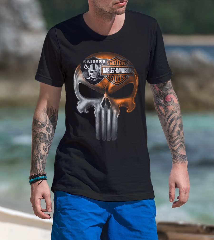Raiders Harley Davidson Punisher Skull T-Shirt