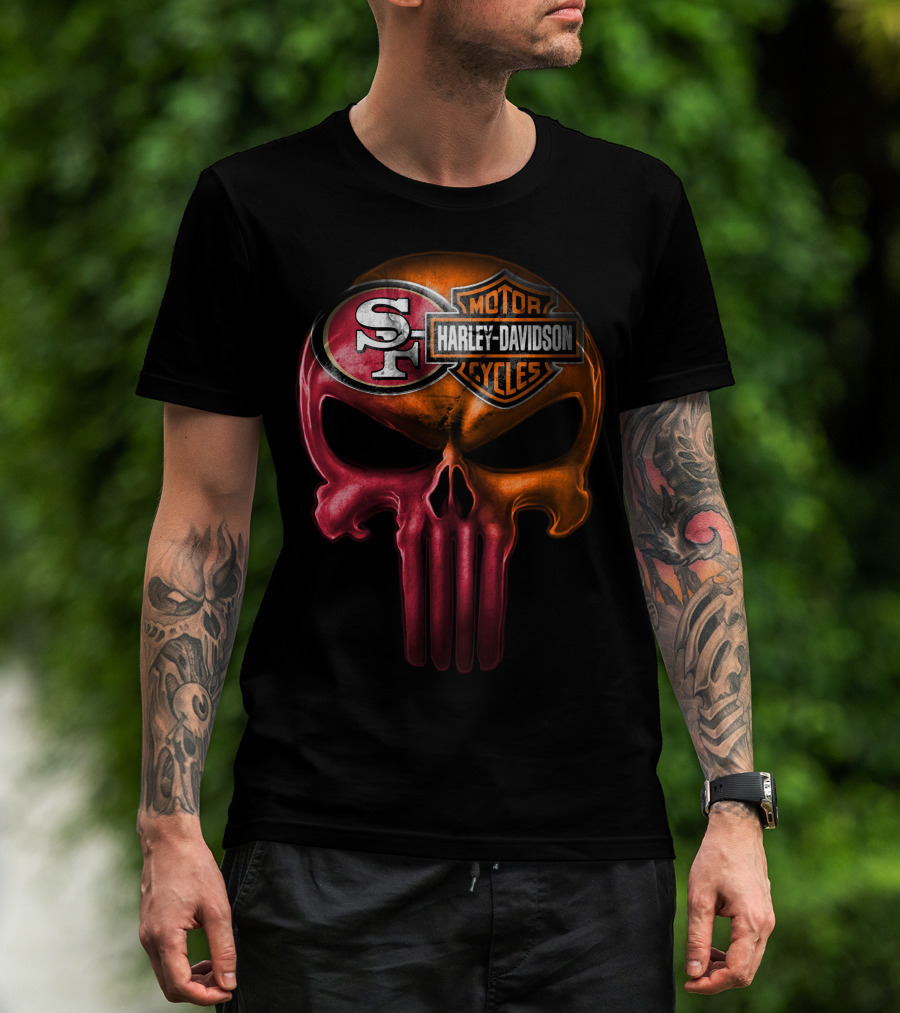 San Francisco 49ers Harley Davidson Punisher Skull T-Shirt