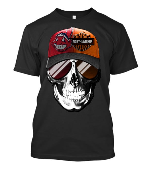 Cleveland Indians Harley Davidson Skull 11Ahl T-Shirt