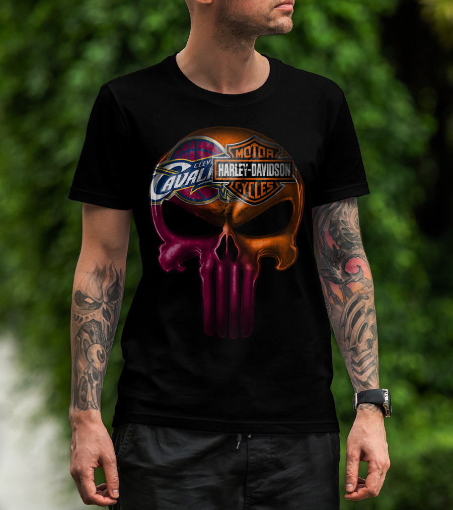 Cleveland Cavaliers Harley Davidson Skull T-Shirt