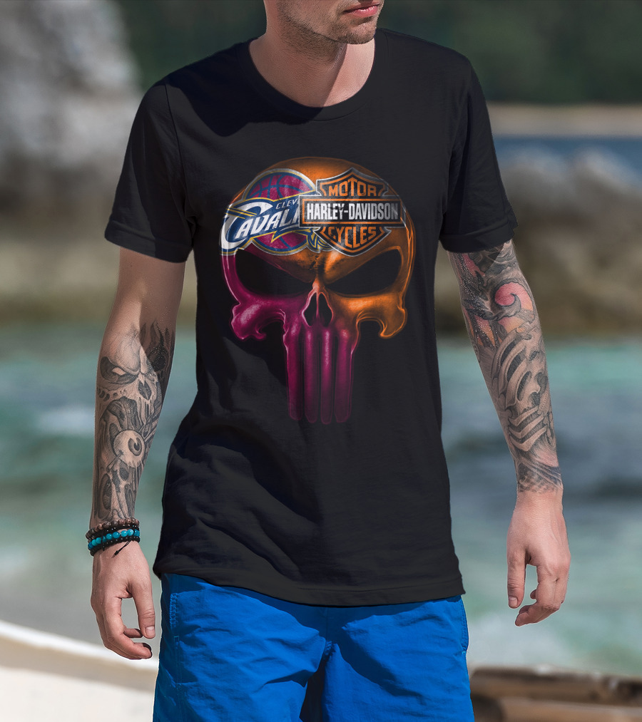 Cleveland Cavaliers Harley Davidson Skull T-Shirt