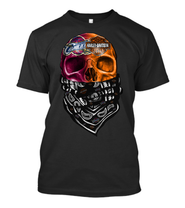 Cleveland Cavaliers Harley Davidson Skull Bandana T-Shirt