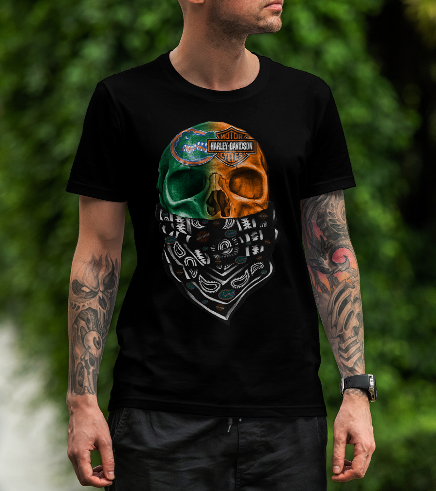 Harley Davidson Florida Gators Skull Bandana T-Shirt