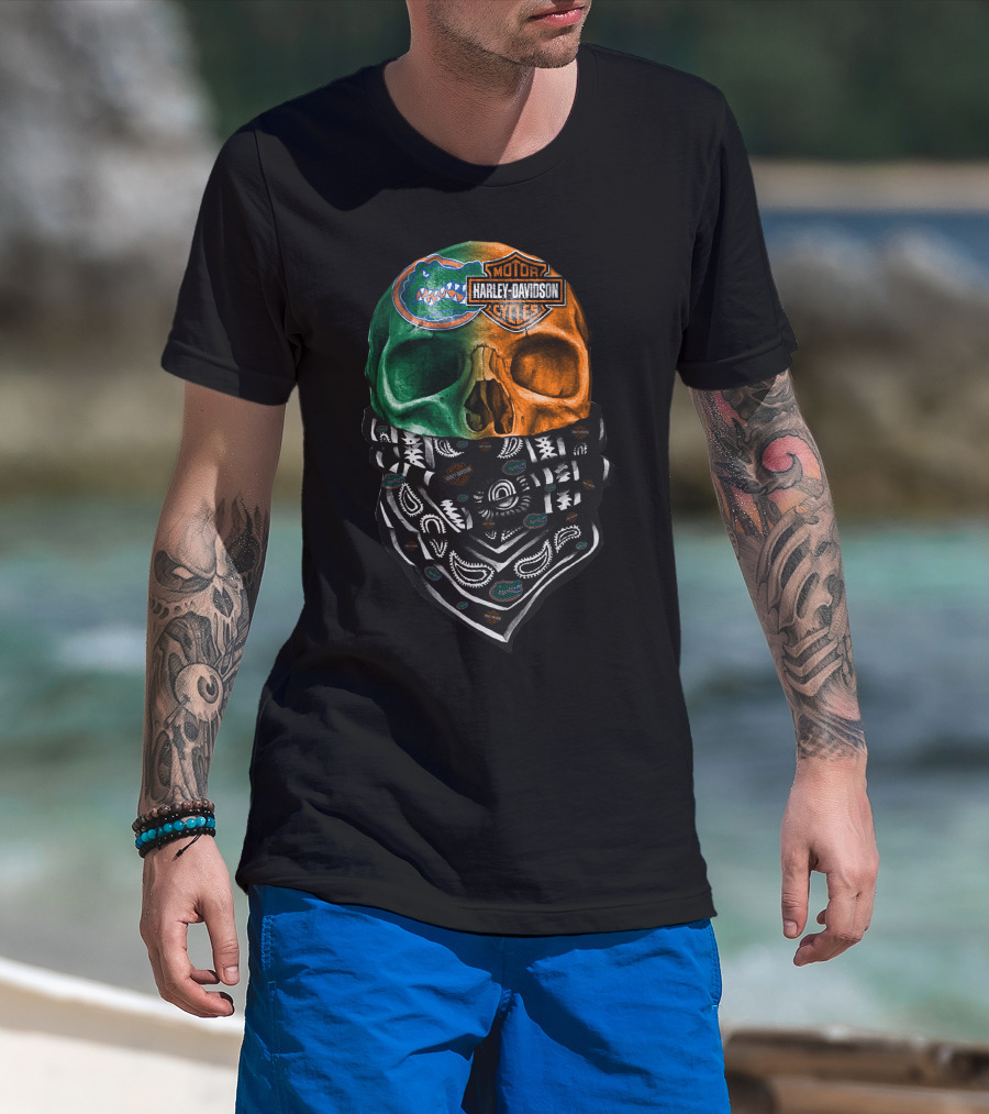 Harley Davidson Florida Gators Skull Bandana T-Shirt