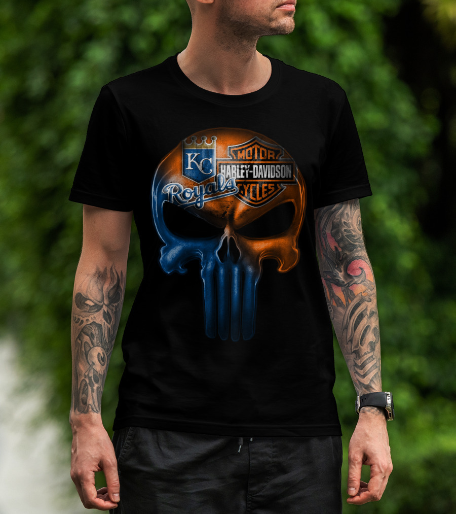 Kansas City Royals Harley Davidson Skull T-Shirt