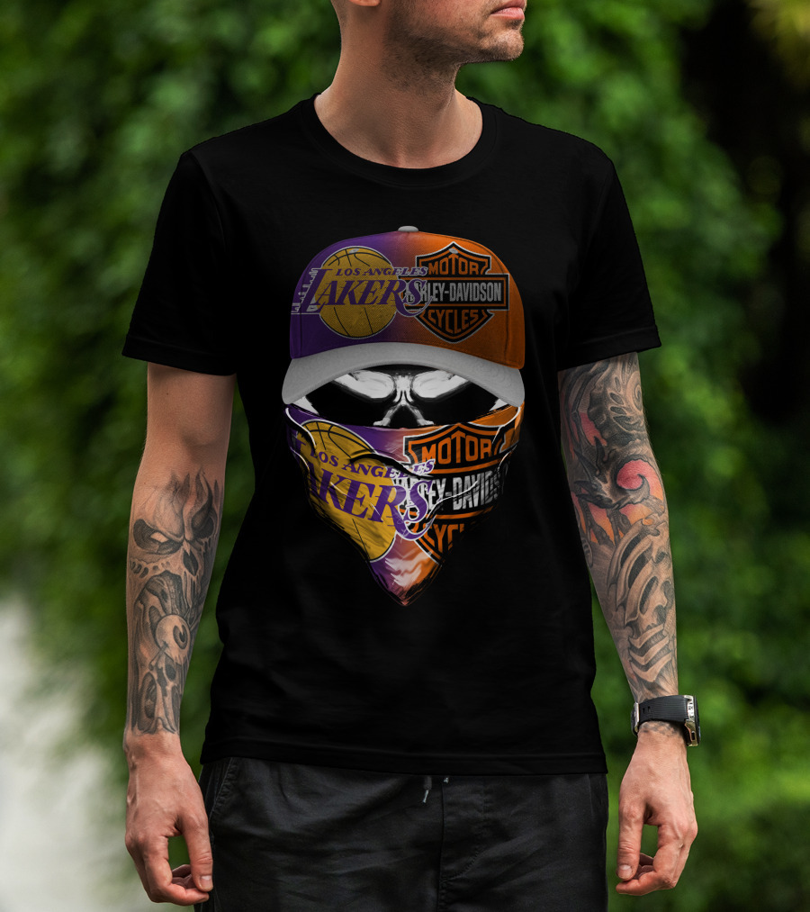 Los Angeles Lakers Harley Davidson Motorcycles Fusion T-Shirt