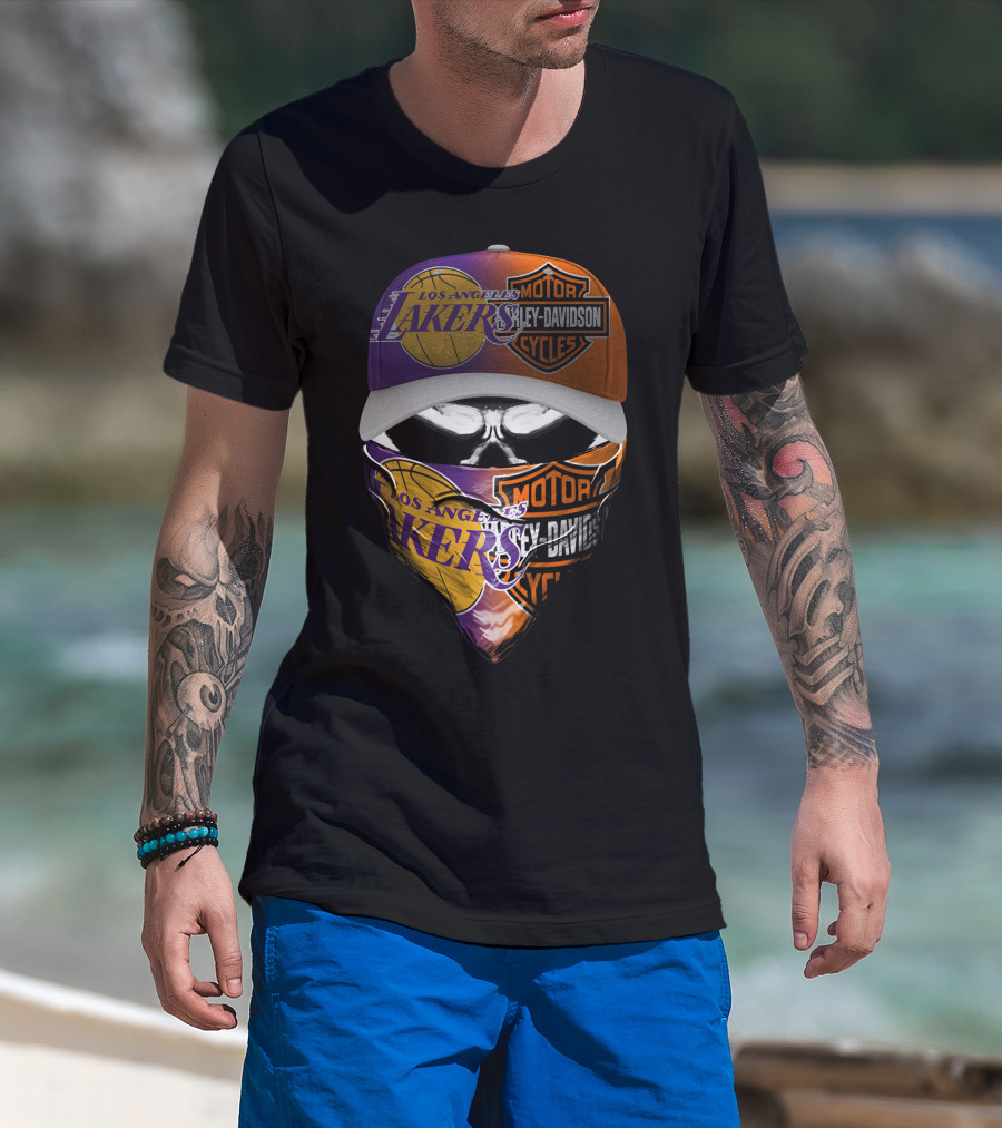 Los Angeles Lakers Harley Davidson Motorcycles Fusion T-Shirt