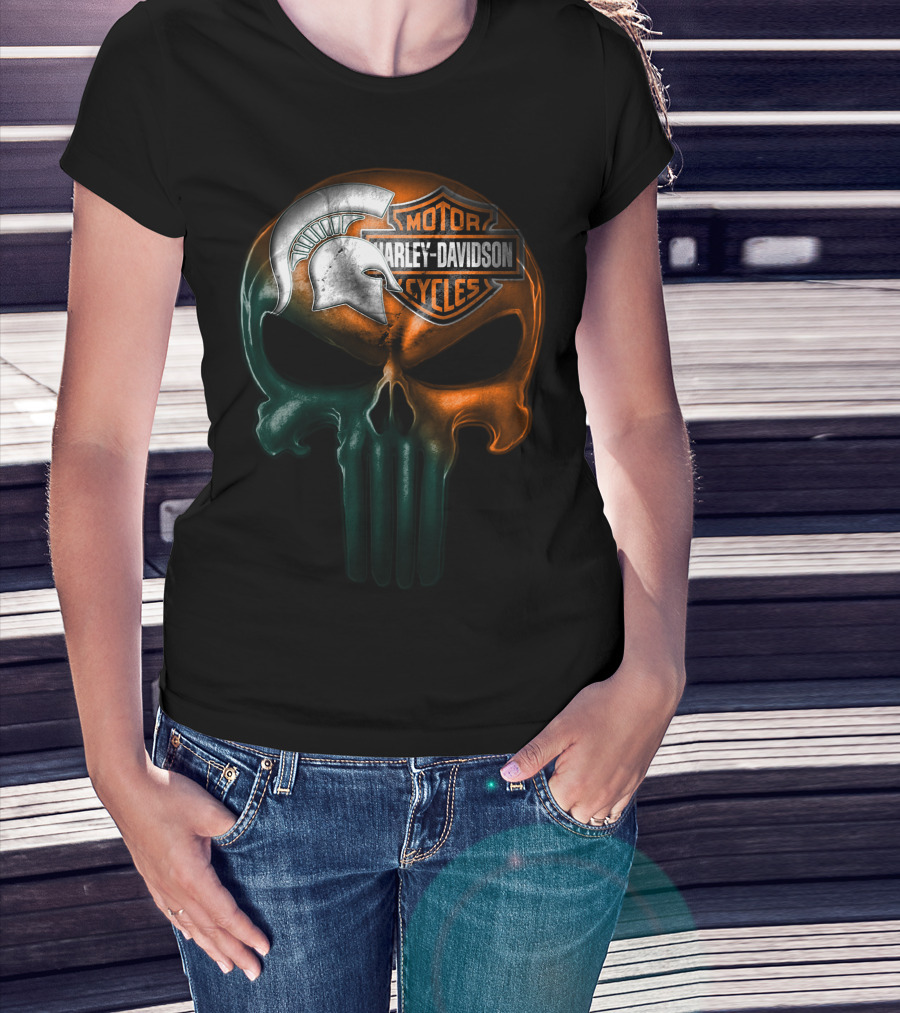 Harley Davidson Motor Cycles Spartan Helmet Skull T-Shirt