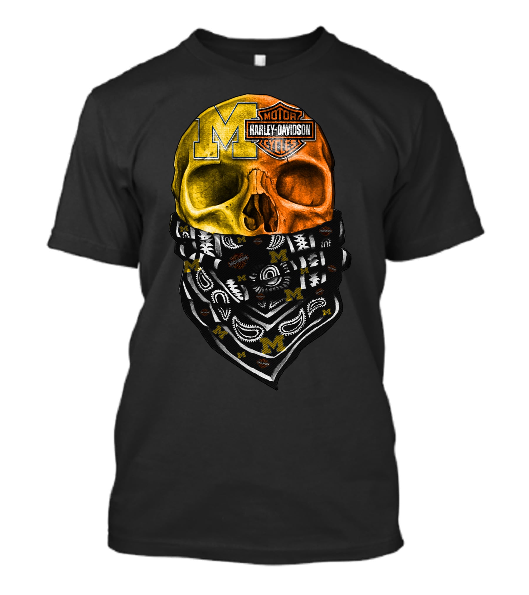 Harley Davidson Skull Michigan Wolverines T-Shirt