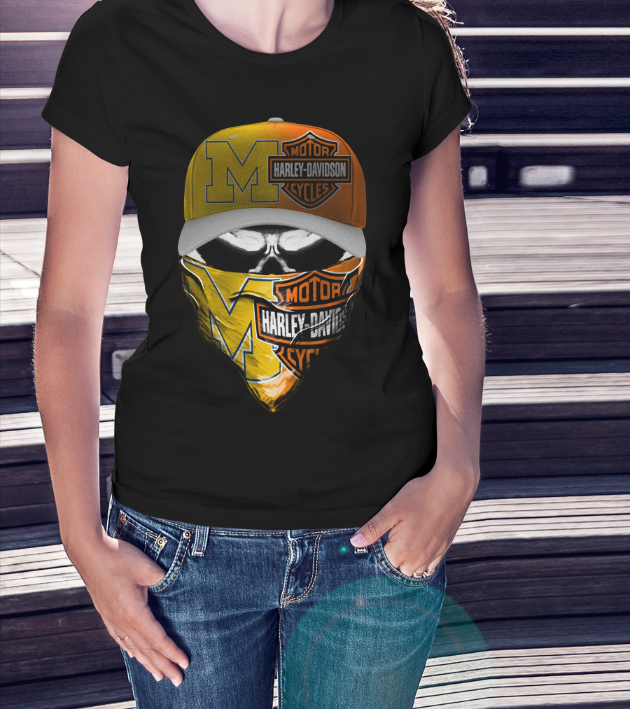 Harley Davidson Motor Cycles M Hat Bandana Dark Skull T-Shirt
