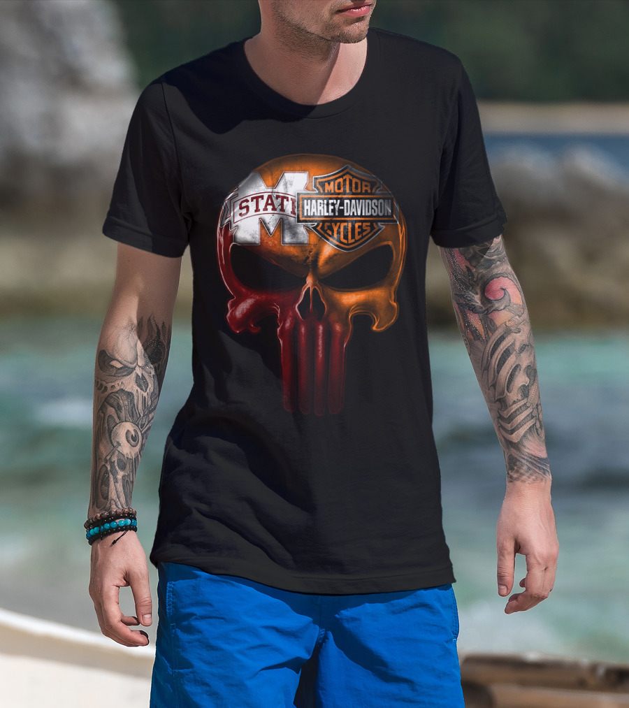 Mississippi State Harley Davidson Punisher T-Shirt
