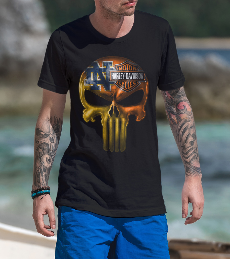 Notre Dame Harley Davidson Punisher Skull T-Shirt
