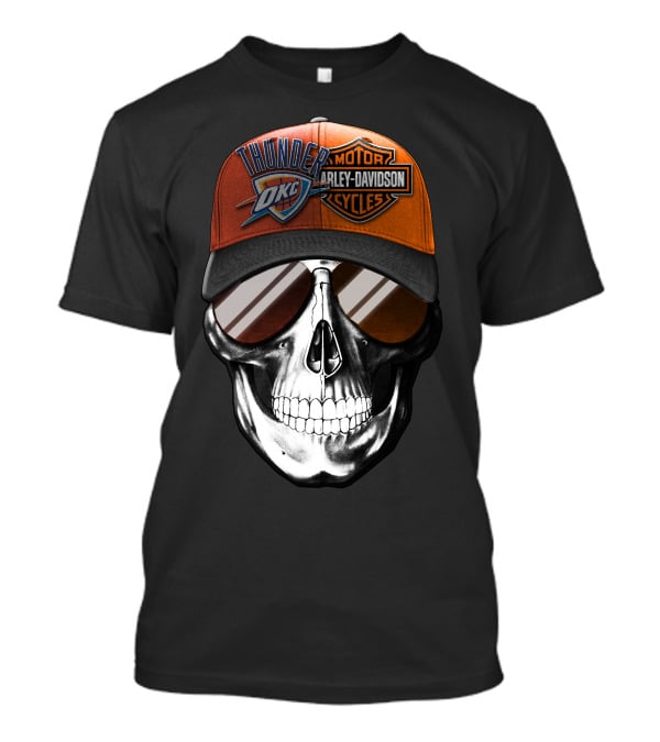 Oklahoma City Thunder Harley Davidson Skull Cap T-Shirt