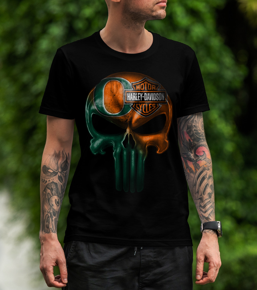 Oregon Harley Davidson Punisher Skull 35Ahl T-Shirt