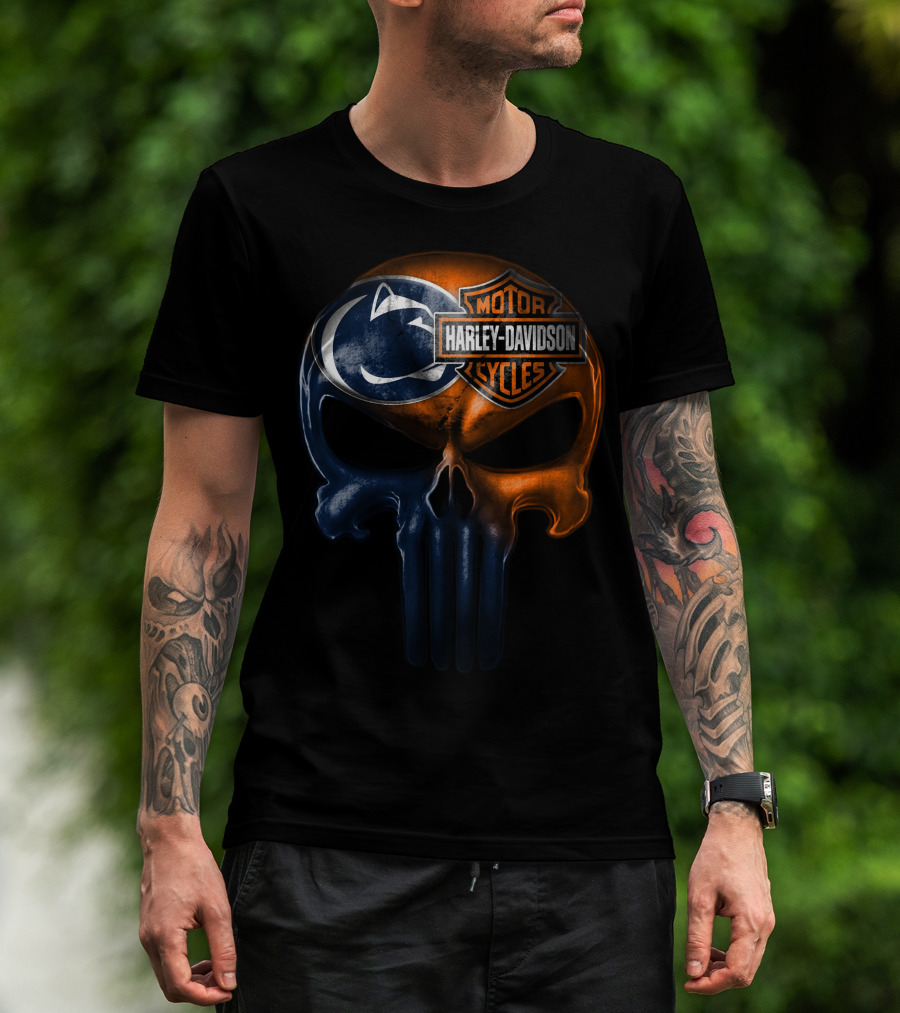Harley Davidson Motor Cycles Penn State Skull T-Shirt
