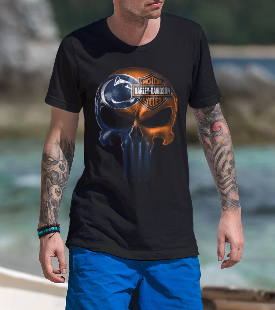 Harley Davidson Motor Cycles Penn State Skull T-Shirt