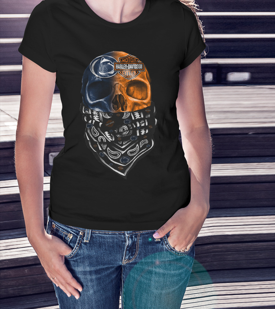 Harley Davidson Penn State Skull Bandana T-Shirt