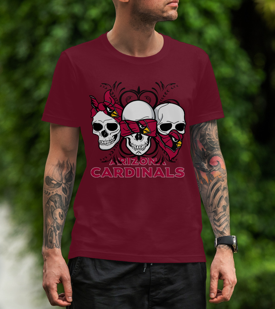 Arizona Cardinals Three Skulls T-Shirt