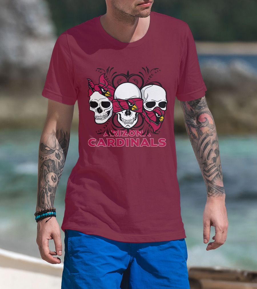 Arizona Cardinals Three Skulls T-Shirt