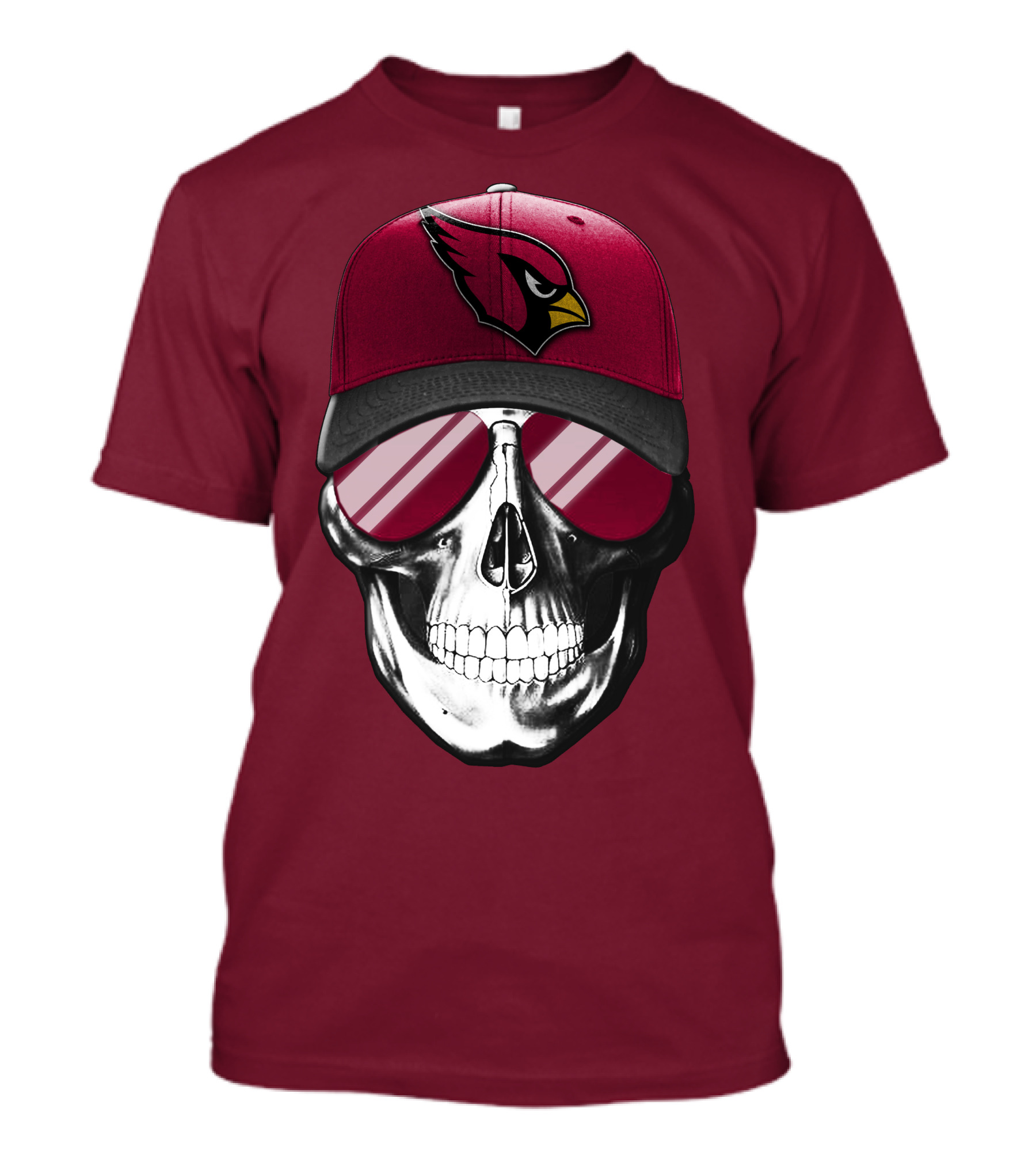 Arizona Cardinals Skull Cap With Sunglasses T-Shirt