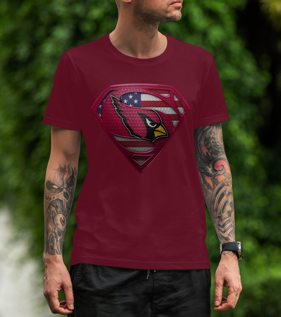 Arizona Cardinals Superman American Flag T-Shirt