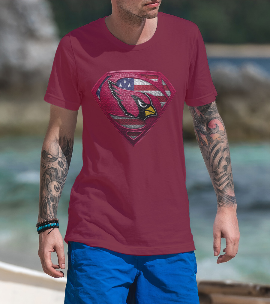 Arizona Cardinals Superman American Flag T-Shirt