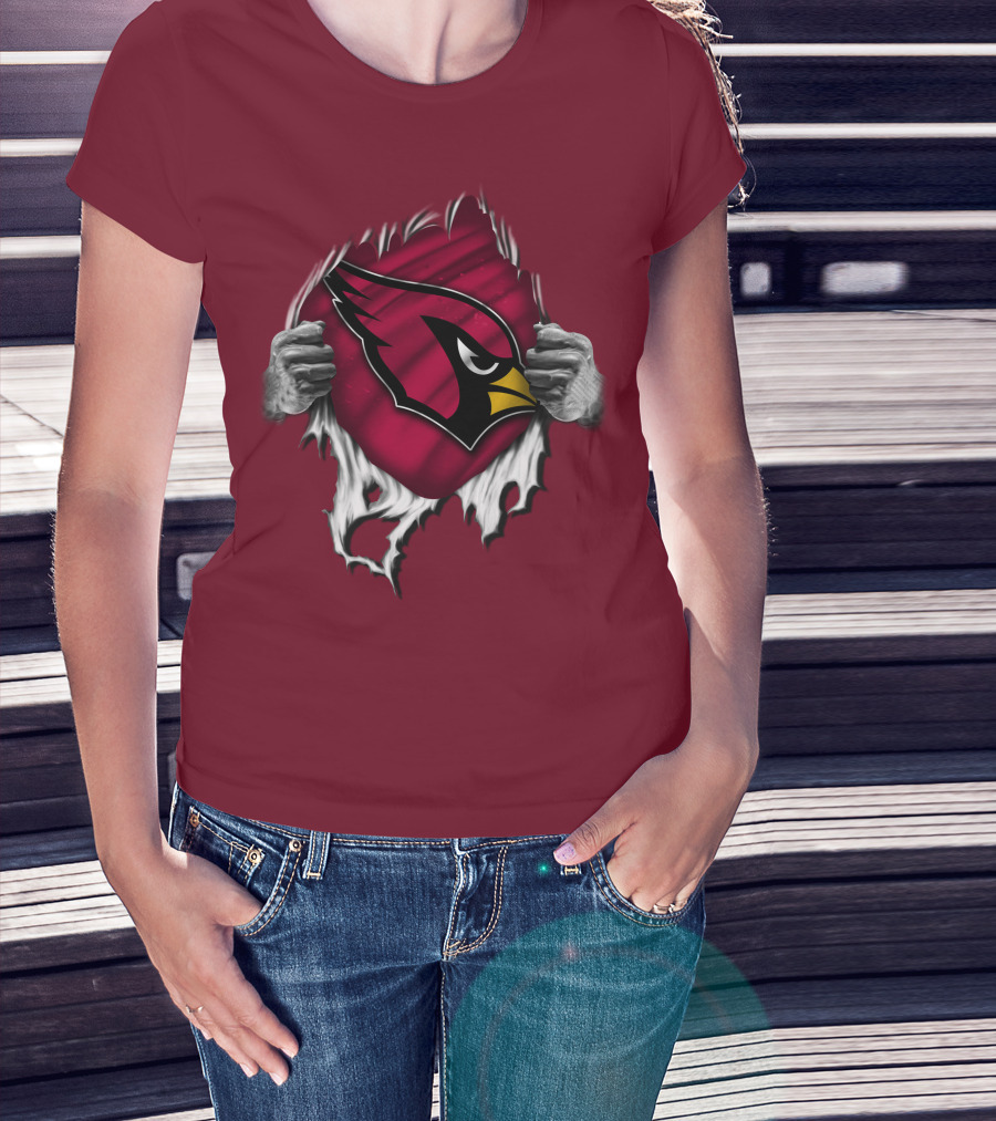 Torn Arizona Cardinals Emblem Revealed By Hands T-Shirt