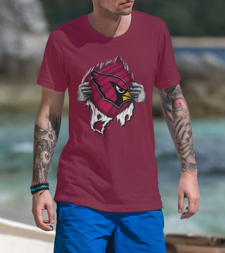 Torn Arizona Cardinals Emblem Revealed By Hands T-Shirt